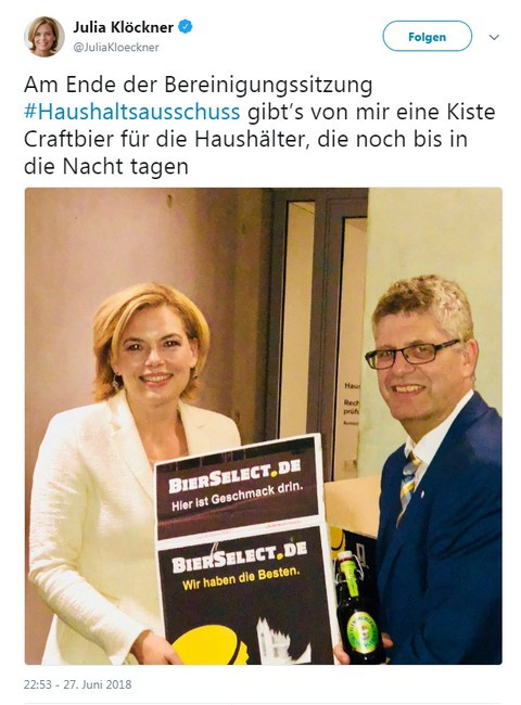Tweet Julia Klöckner vom 27.6.2018